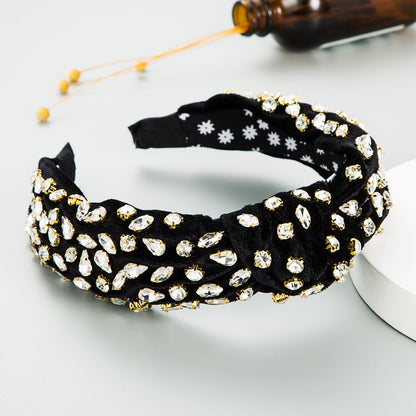 Fascia capelli velluto oro e strass