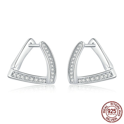 Orecchini zircone argento perno geometrico