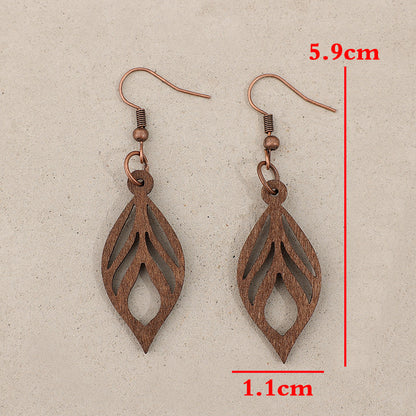 Orecchini Foglia Legno