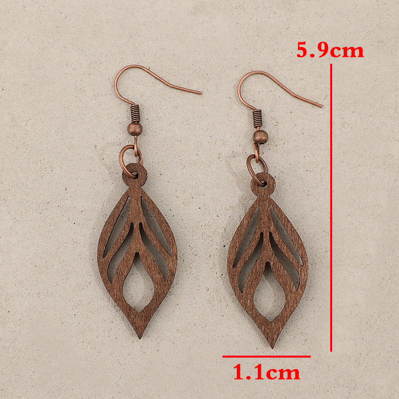 Orecchini Foglia Legno