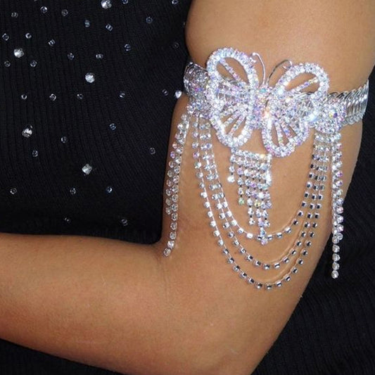 Bracciale farfalla e nappa con strass