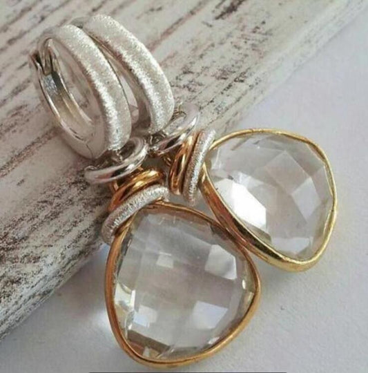 Orecchini geometrici bicolore in ottone