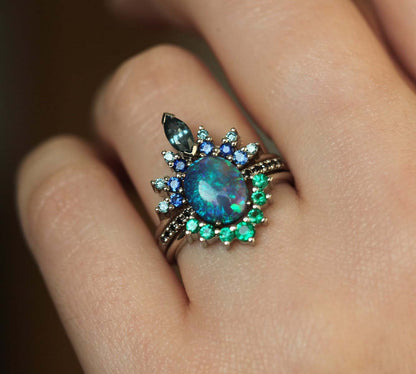 Anello blu pavone
