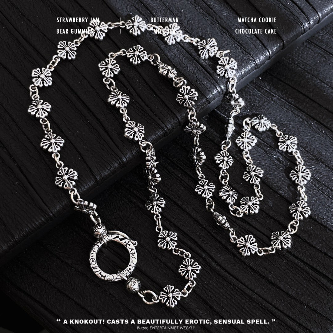 Collana argento croce fiore