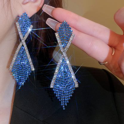 Orecchini nappa geometrici strass