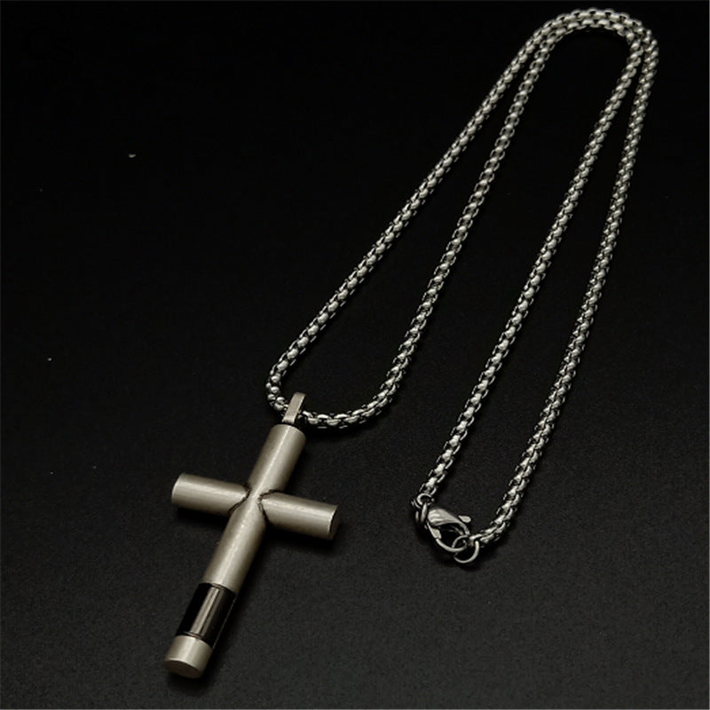 Collana croce lucida titanio