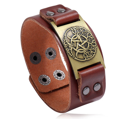 Bracciale vichingo pelle testa di lupo