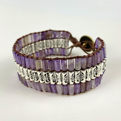Bracciale ametista intrecciato cilindrico