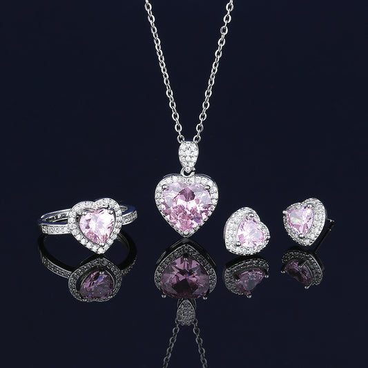 Set bijoux cuore rosa
