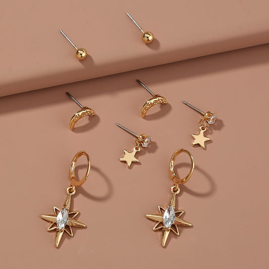 Orecchini stella e luna set