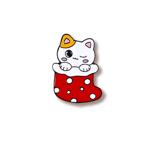 Spilla gatto natalizio