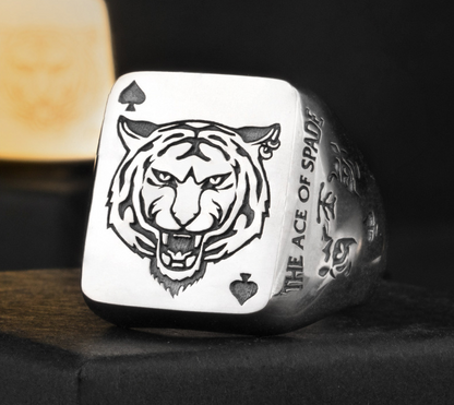Anello tigre zodiaco argento