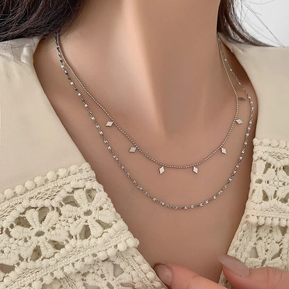 Collana doppio strato paillettes diamante