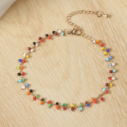 Cavigliera perline colorate bohemien