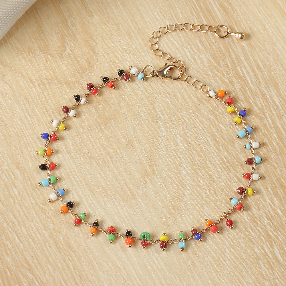 Cavigliera perline colorate bohemien
