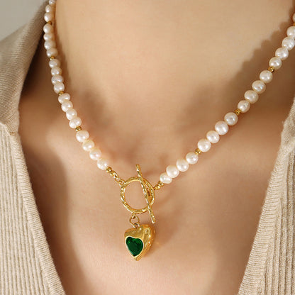 Collana cuore zircone titanio da donna