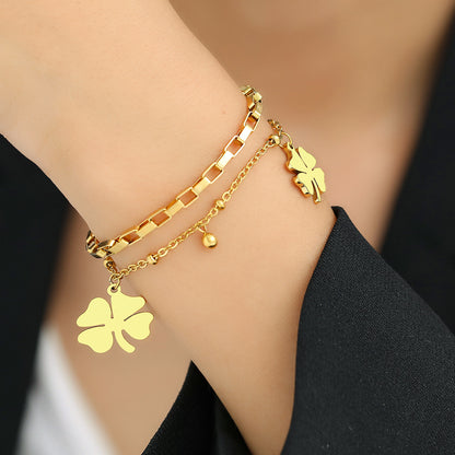 Bracciale quadrifoglio con ciondolo