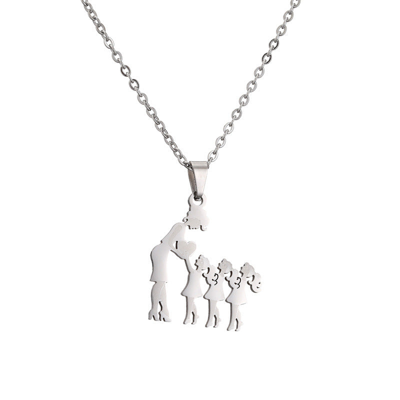 Collana acciaio titanio madre-figlio