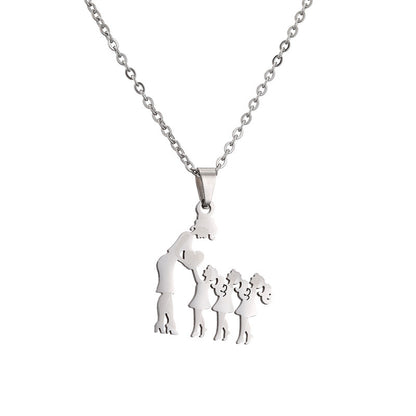 Collana acciaio titanio madre-figlio