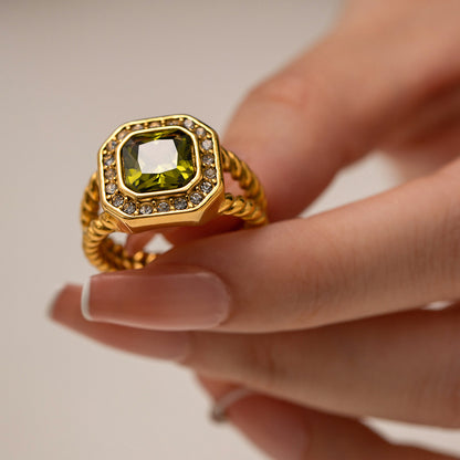 Anello ottagonale olivastro