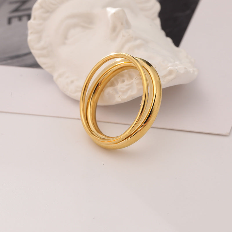 Anello doppio titanio oro articolato