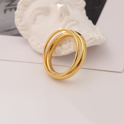 Anello doppio titanio oro articolato