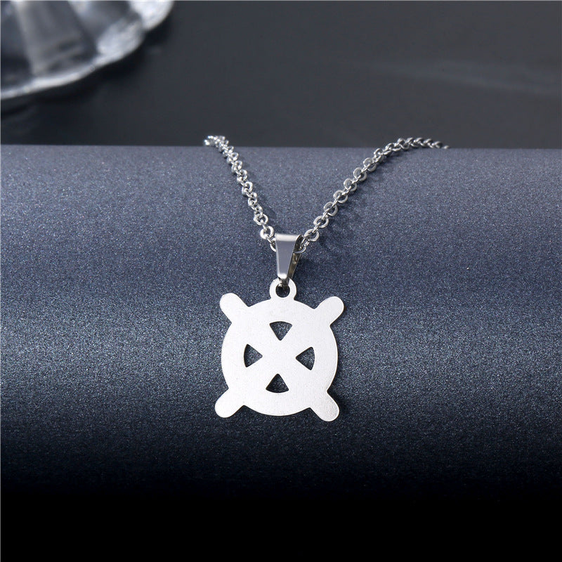 Collana geometrica traforata in acciaio inossidabile