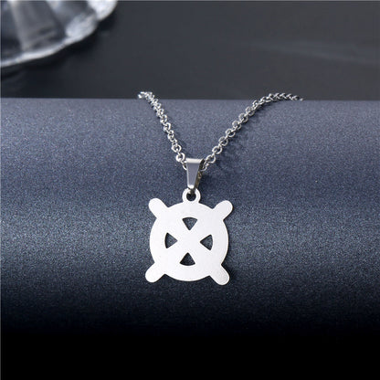 Collana geometrica traforata in acciaio inossidabile