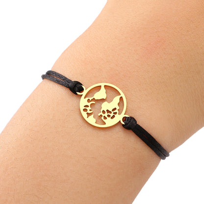 Bracciale corda nera acero