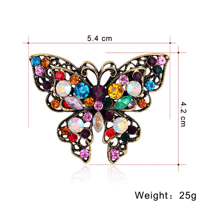 Spilla farfalla strass colorata