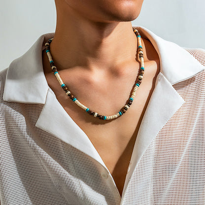 Collana perline legno bohemien