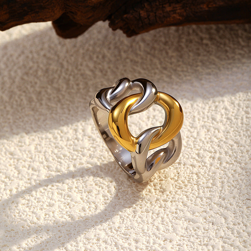 Anello color-block in acciaio