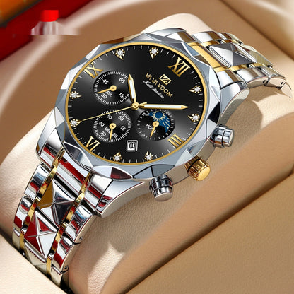Orologio doppio calendario impermeabile in tungsteno