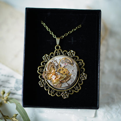Collana ciondolo farfalla steampunk