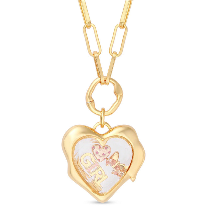 Collana cuore zirconi corta