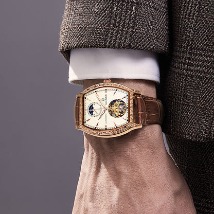 Orologio automatico traforato pelle luminescente