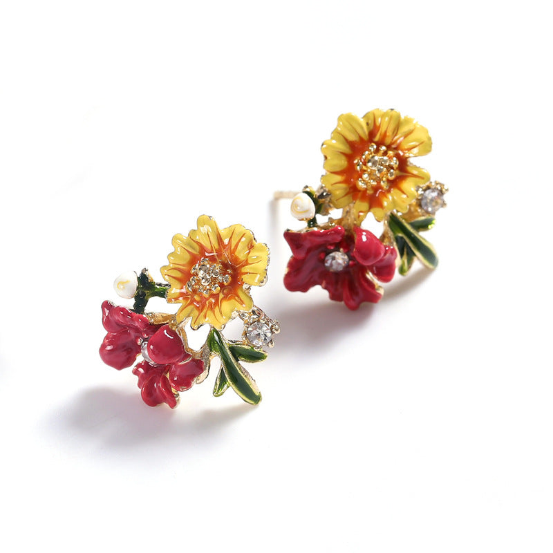 Orecchini fiori dipinti a mano