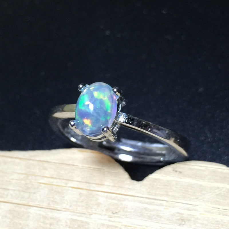 Anello opale australiano con fuoco