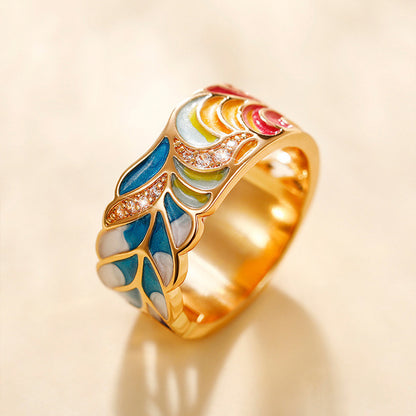 Anello smaltato blu e bianco