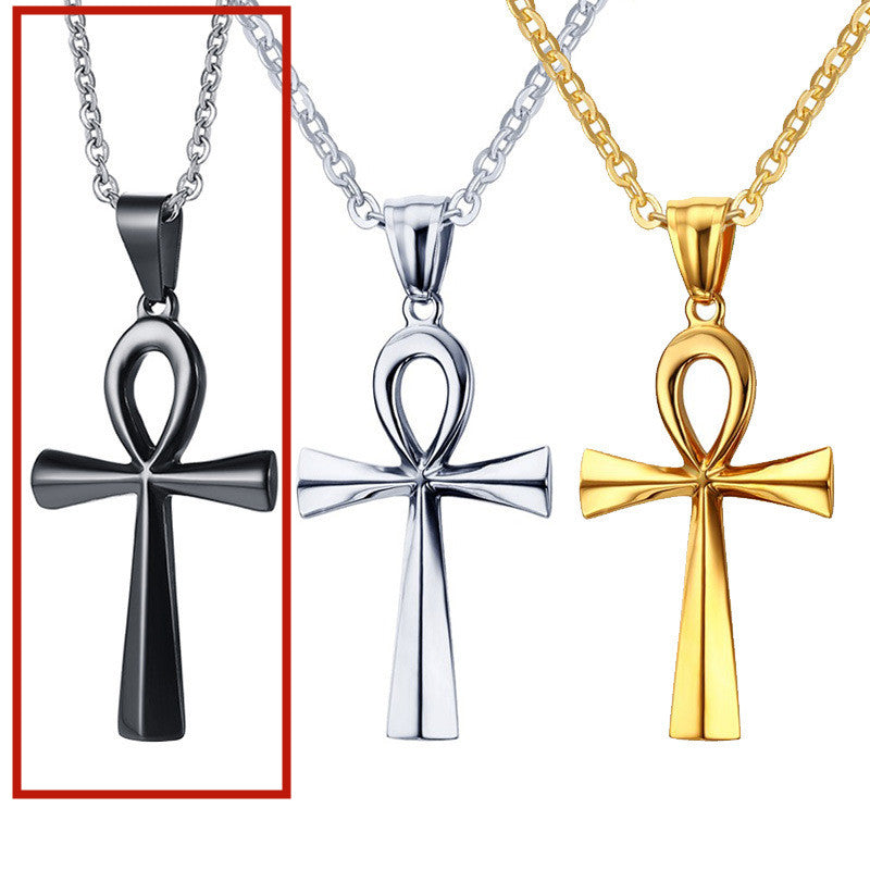 Collana croce dorata acciaio titanio