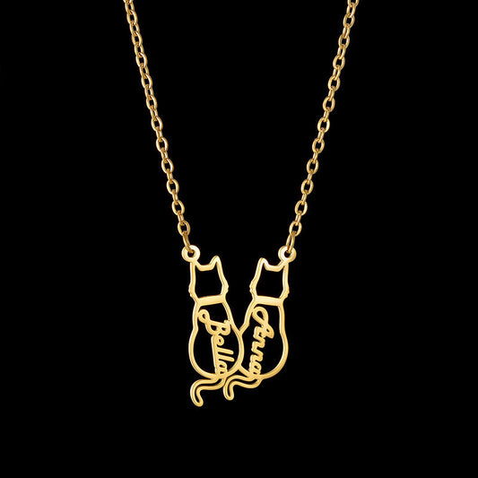 Collana gattino inciso