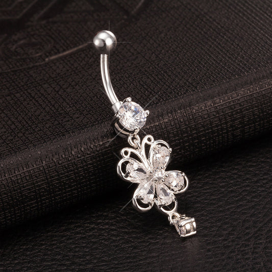 Piercing ombelico farfalla con zirconia