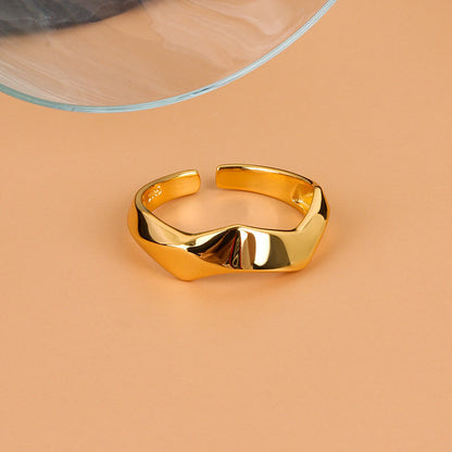 Anello geometrico aperto rombo lucido