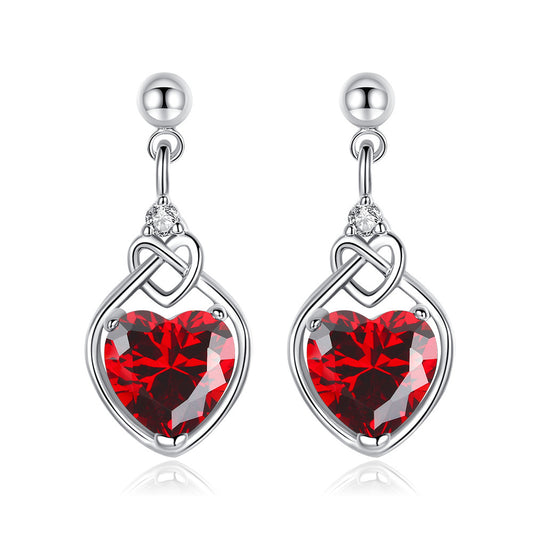 Collana e orecchini cuore rubino