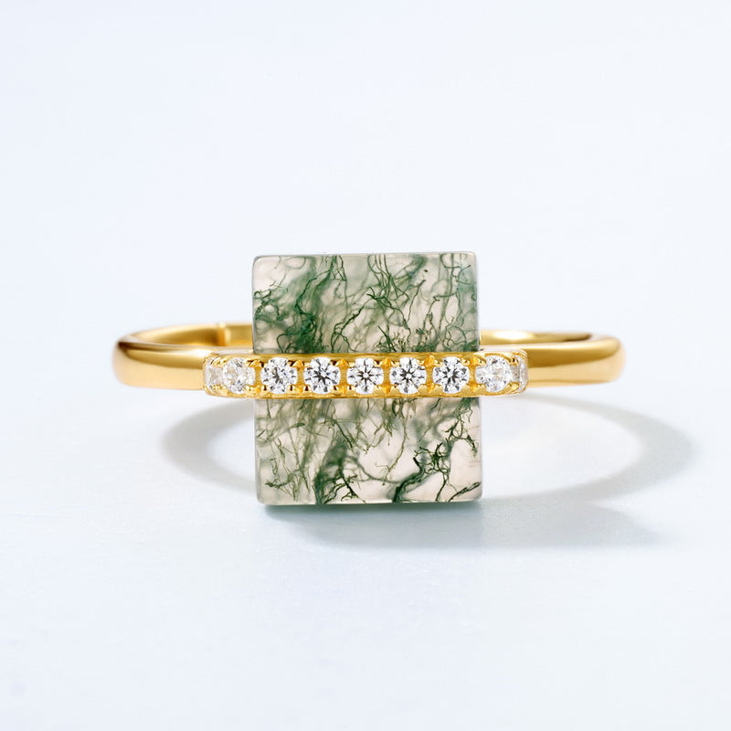 Anello muschio verde argento