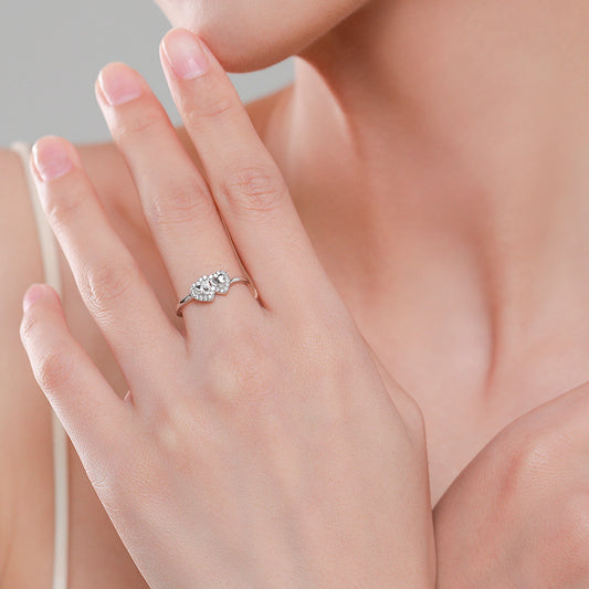 Anello argento cuore e farfalla