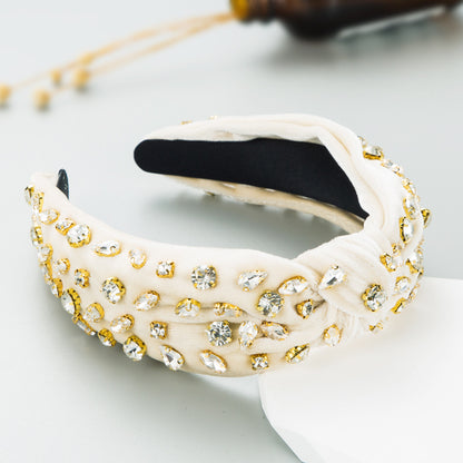 Fascia capelli velluto oro e strass