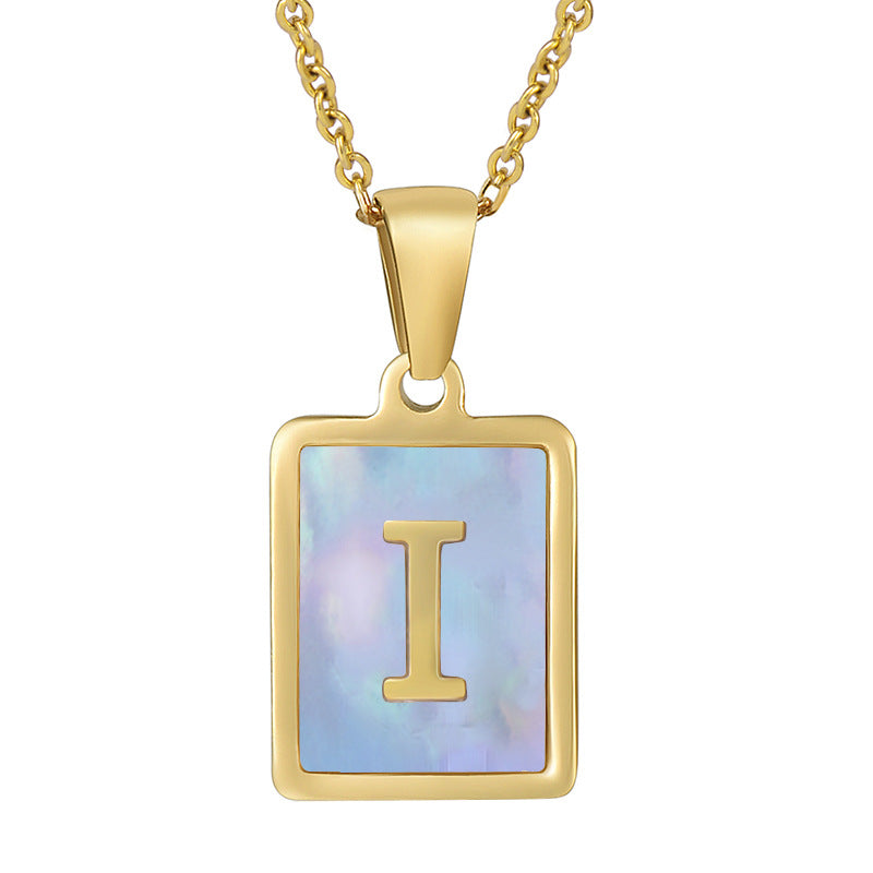 Collana titanio con lettera e conchiglia