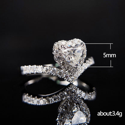 Anello cuore zircone a V da donna