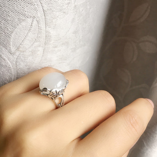 Anello Argento Giada Loto